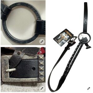 Affliction Unisex Rome Belt Black Leather Two Straps Size Small 36” Grunge‎ Y2K